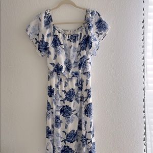 Altar’d State white and blue floral maxi dress